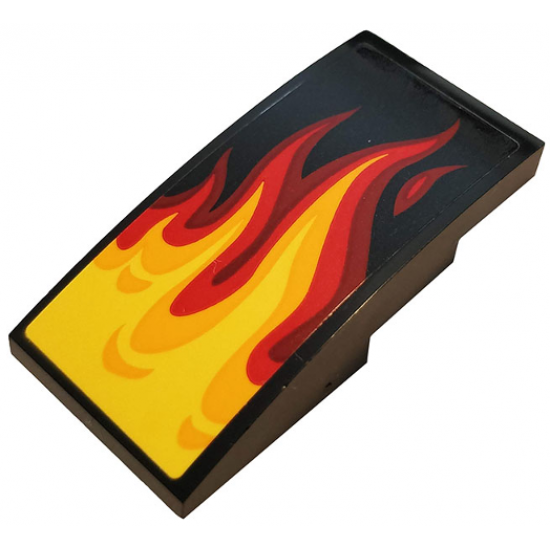 Slope, Curved 4 x 2 with Yellow, Orange and Red Flames Pattern (Sticker) - Set 70667