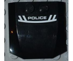 Wedge 4 x 4 x 2/3 Triple Curved with 'POLICE' and White Stripes on Black Background Pattern (Sticker) - Set 8186