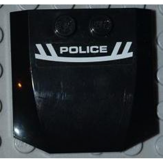 Wedge 4 x 4 x 2/3 Triple Curved with 'POLICE' and White Stripes on Black Background Pattern (Sticker) - Set 8186