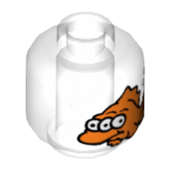 Minifigure, Head without Face 3-Eyed Orange Fish Pattern - Hollow Stud