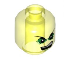 Minifigure, Head Pointed Eyebrows, Bright Green Eye Shadows, White Pupils, Open Mouth with Upper Teeth Pattern - Hollow Stud