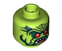 Minifigure, Head Alien with Red Eyes, Open Mouth with Pointed Teeth Pattern - Blocked Open Stud