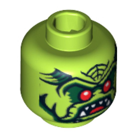 Minifigure, Head Alien with Red Eyes, Open Mouth with Pointed Teeth Pattern - Blocked Open Stud