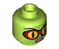 Minifigure, Head Alien with Swamp Creature with Red and Yellow Eyes, Pointed Teeth and Scales Pattern - Hollow Stud