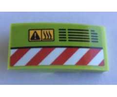 Slope, Curved 4 x 2 with Red and White Danger Stripes, Vent and Warning Triangle Pattern Model Left Side (Sticker) - Set 60124