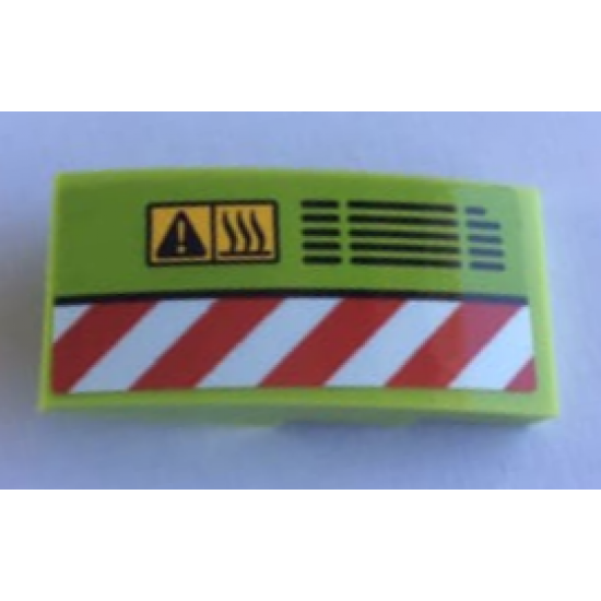 Slope, Curved 4 x 2 with Red and White Danger Stripes, Vent and Warning Triangle Pattern Model Left Side (Sticker) - Set 60124