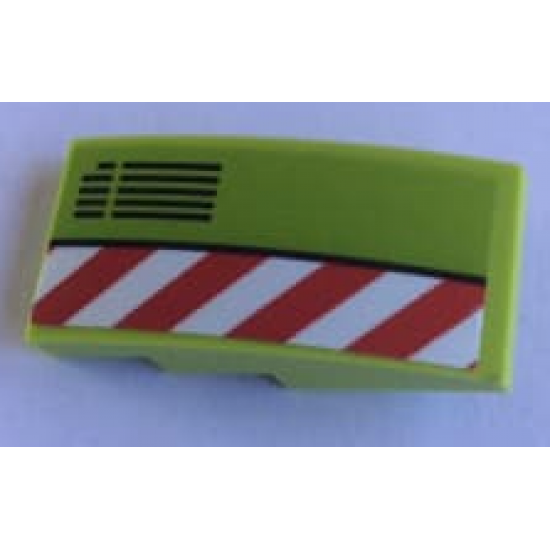 Slope, Curved 4 x 2 with Red and White Danger Stripes and Vent Pattern Model Right Side (Sticker) - Set 60124