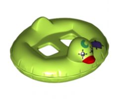 Minifigure, Utensil Swim Ring / Floatie Duck Inflatable with Green Moon, Dark Purple Patch and Red Bill Pattern