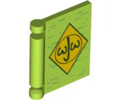 Minifigure, Utensil Book Cover with Black Circle and 'wJw' in Yellow Diamond Pattern