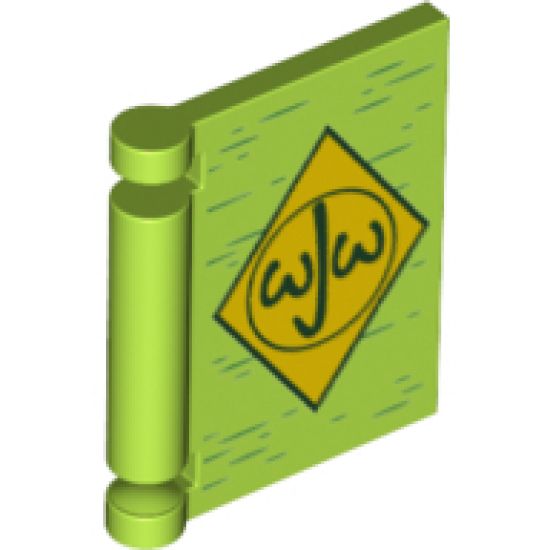 Minifigure, Utensil Book Cover with Black Circle and 'wJw' in Yellow Diamond Pattern