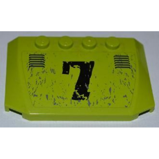 Wedge 4 x 6 x 2/3 Triple Curved with Black '7', Vents and Splatters Pattern (Sticker) - Set 8707