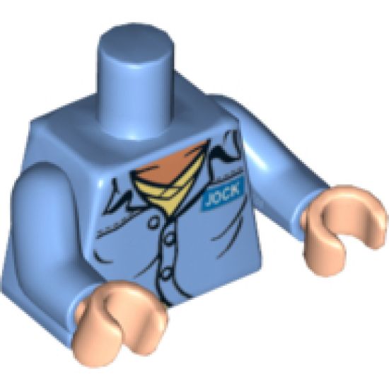 Torso Open Collar, Name Badge 'JOCK' and 'AIR PIRATES' on Reverse Pattern / Medium Blue Arms / Light Nougat Hands