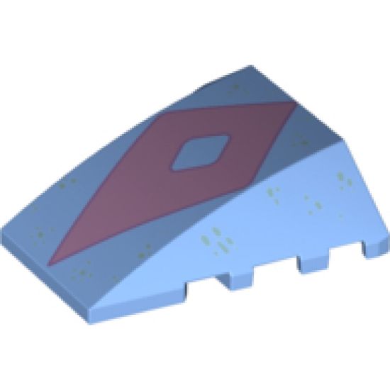 Wedge 4 x 4 No Studs with Metallic Blue Spots and Pink Diamond Pattern (Bruni)