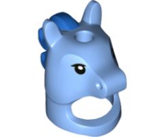 Minifigure, Headgear Mask Horse with Hole in Top, Black Eyes and Blue Mane Pattern (Unicorn Boy)