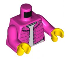 Torso Female Jacket with Silver Buttons and White Shirt Pattern / Dark Pink Arms / Yellow Hands