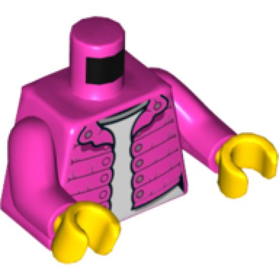 Torso Female Jacket with Silver Buttons and White Shirt Pattern / Dark Pink Arms / Yellow Hands