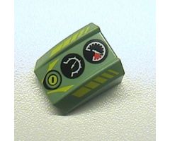 Slope, Curved 2 x 2 Lip with Gauges and Yellow Line Pattern