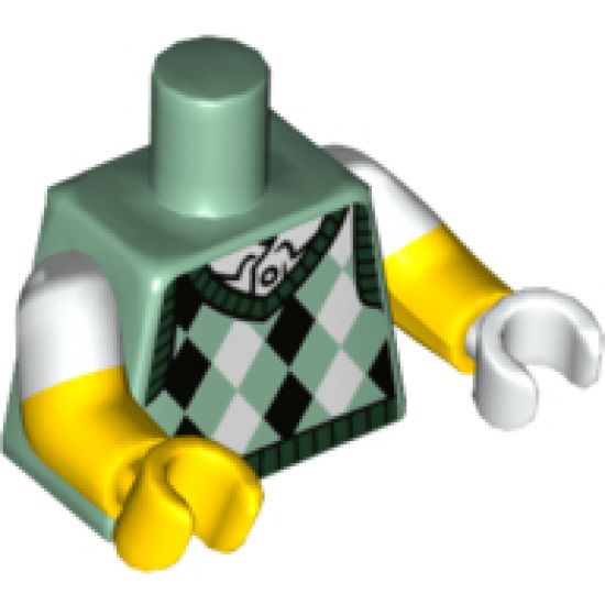 Torso Argyle Sweater Vest Pattern / Yellow Arms with White Short Sleeves Pattern / White Hand Left / Yellow Hand Right