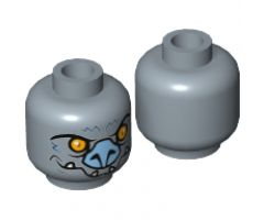 Minifigure, Head Alien Chima Bat with Yellow Eyes, Gray Nose and Fangs Pattern (Braptor) - Hollow Stud