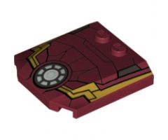 Wedge 4 x 4 x 2/3 Triple Curved with Iron Man Armor and Round Arc Reactor Pattern