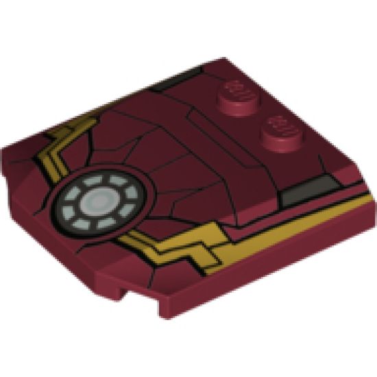 Wedge 4 x 4 x 2/3 Triple Curved with Iron Man Armor and Round Arc Reactor Pattern