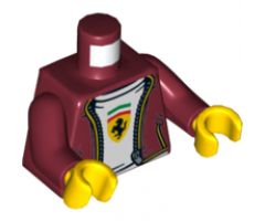 Torso Speed Champions Jacket with Zipper, White Shirt and Ferrari Logo Pattern / Dark Red Arms / Yellow Hands