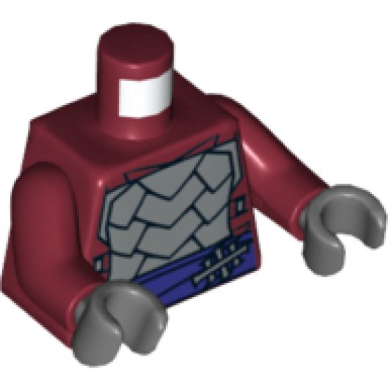 Torso Armor with Dark Purple Belt with Silver Clasp Pattern / Dark Red Arms / Dark Bluish Gray Hands