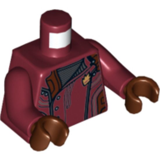 Torso Jacket with Silver Side Buttons and Gold Badge Pattern / Dark Red Arms / Reddish Brown Hands