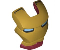 Minifigure, Headgear Accessory Visor Top Hinge with Gold Face Shield and Bright Light Blue Eyes Pattern