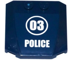 Wedge 4 x 4 x 2/3 Triple Curved with '03' in White Circle and 'POLICE' Pattern (Sticker) - Set 60069