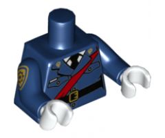 Torso Police Jacket Dress with Black Tie, Red Sash, Black Belt with Gold Buckle Pattern / Dark Blue Arms with Police Badge Pattern / White Hands