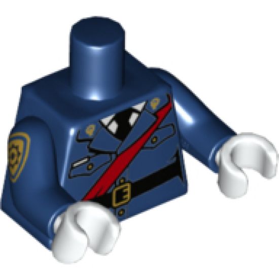 Torso Police Jacket Dress with Black Tie, Red Sash, Black Belt with Gold Buckle Pattern / Dark Blue Arms with Police Badge Pattern / White Hands
