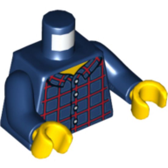 Torso Plaid Button Shirt Front and Back Pattern / Dark Blue Arms / Yellow Hands