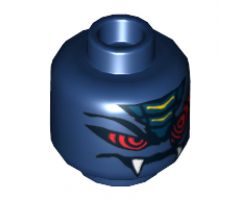 Minifigure, Head Alien with Red Snake Eyes and Mouth with Fangs Pattern - Hollow Stud
