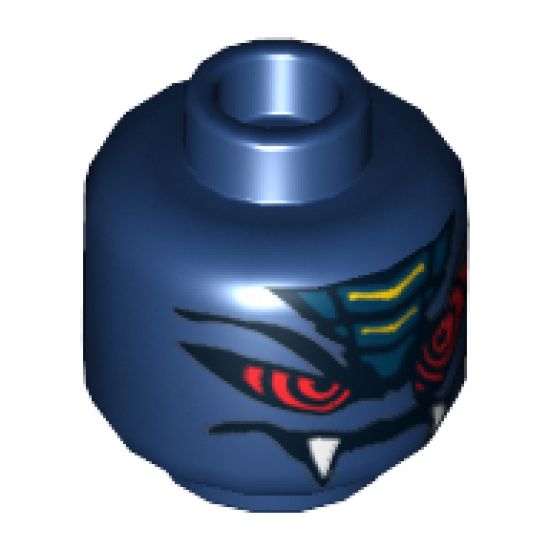 Minifigure, Head Alien with Red Snake Eyes and Mouth with Fangs Pattern - Hollow Stud