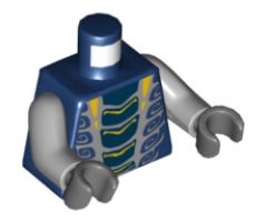 Torso Ninjago Snake with Yellow and Light Bluish Gray Scales Pattern (Mezmo) / Light Bluish Gray Arms / Dark Bluish Gray Hands