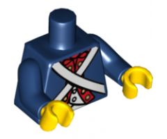 Torso Soldier White Crossed Belts and Red Placket with Gold Buttons Pattern / Dark Blue Arms / Yellow Hands