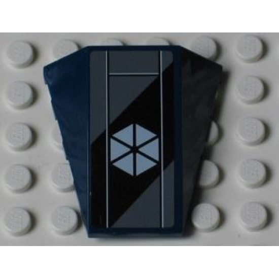 Wedge 4 x 4 No Studs with Six White Triangles on Dark Bluish Gray and Black Background Pattern (Sticker) - Set 7751