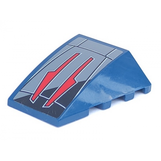 Wedge 4 x 4 No Studs with Two Red Arrows on Dark Bluish Gray and Black Background Pattern (Sticker) - Set 7751