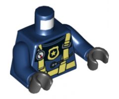 Torso Diving Suit with Yellowish Green Harness and Police Badge and Silver Gauge and Regulator Pattern / Dark Blue Arms / Black Hands