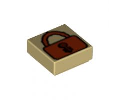 Tile 1 x 1 with Dark Orange Padlock with Reddish Brown Keyhole Pattern