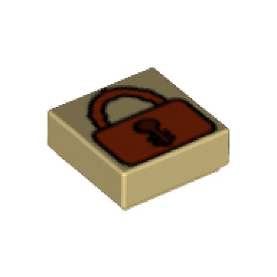 Tile 1 x 1 with Dark Orange Padlock with Reddish Brown Keyhole Pattern