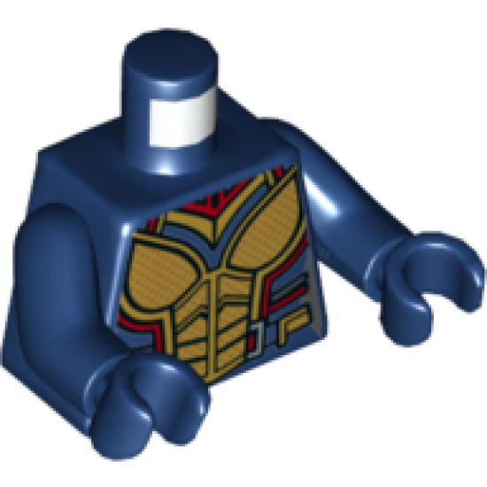 Torso Female Outline with Gold Body Armor with Dark Red Trim Pattern (Wasp) / Dark Blue Arms / Dark Blue Hands
