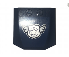Wedge 4 x 4 x 2/3 Triple Curved with Silver Police Badge with Wings Pattern (Sticker) - Set 60070