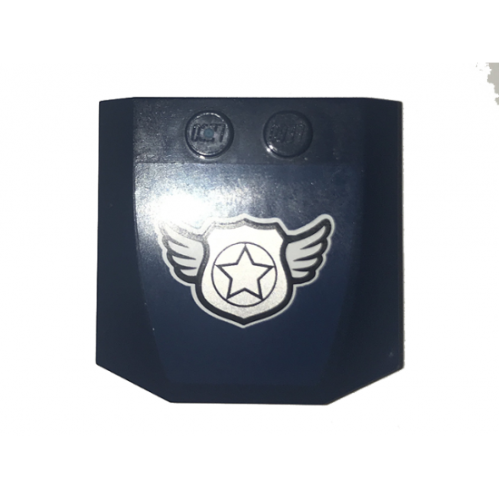 Wedge 4 x 4 x 2/3 Triple Curved with Silver Police Badge with Wings Pattern (Sticker) - Set 60070