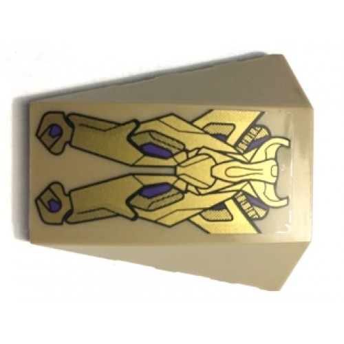Wedge 4 x 4 No Studs with Gold Split Emblem Pattern (Sticker) - Set 6865