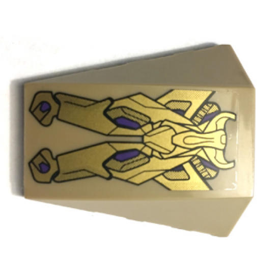 Wedge 4 x 4 No Studs with Gold Split Emblem Pattern (Sticker) - Set 6865