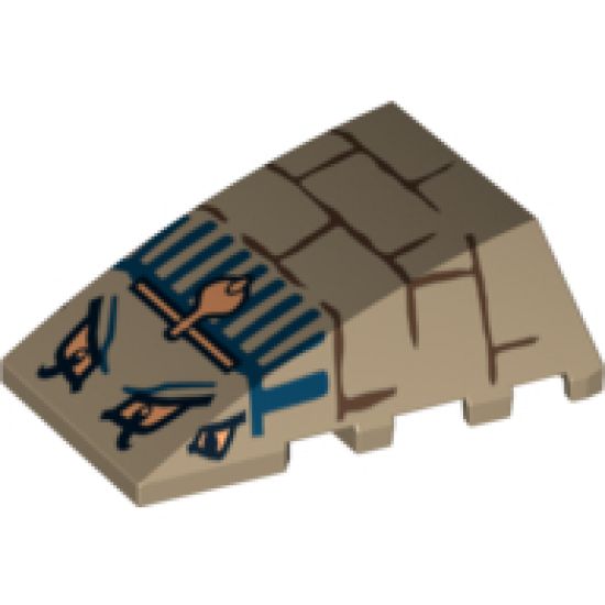 Wedge 4 x 4 No Studs with Bricks, Blue Lines, 4 Eyes and Cobra Pattern (Scorpion Head)