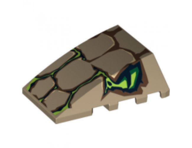 Wedge 4 x 4 No Studs with Scales and 2 Lime Eyes Pattern