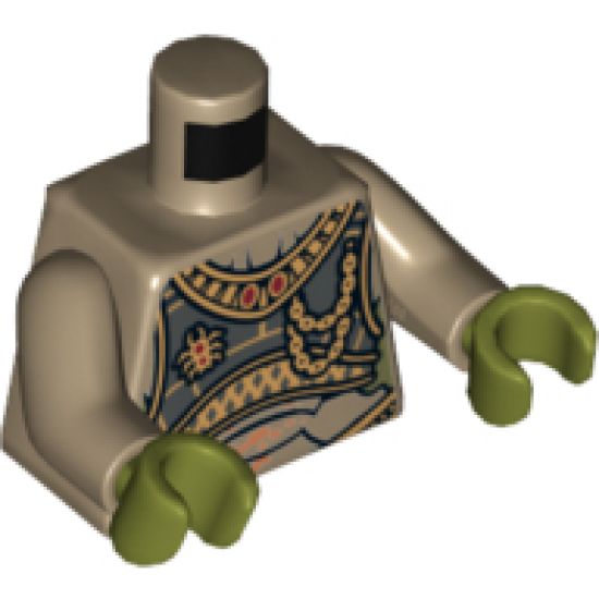 Torso SW Elaborate Golden Geonosian Armor Pattern / Dark Tan Arms / Olive Green Hands
